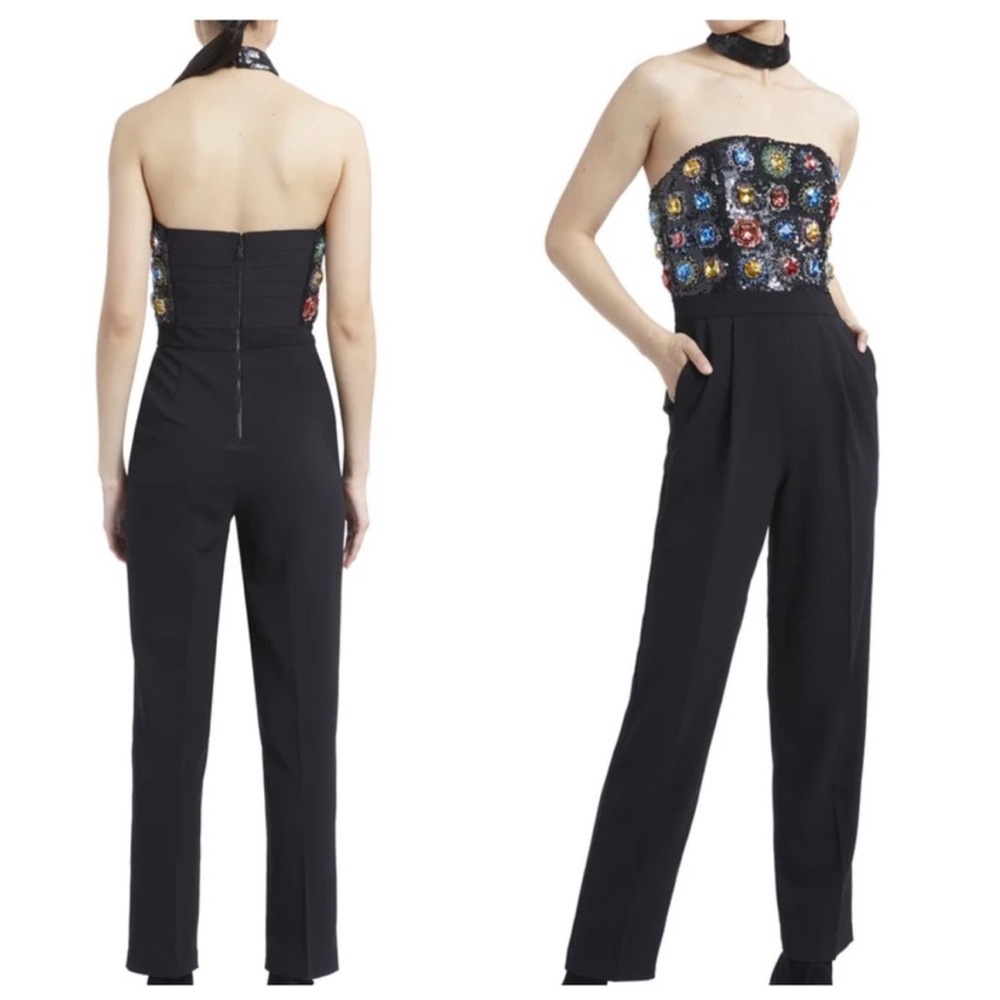 Alice + Olivia Strapless Embellished Jumpsuit